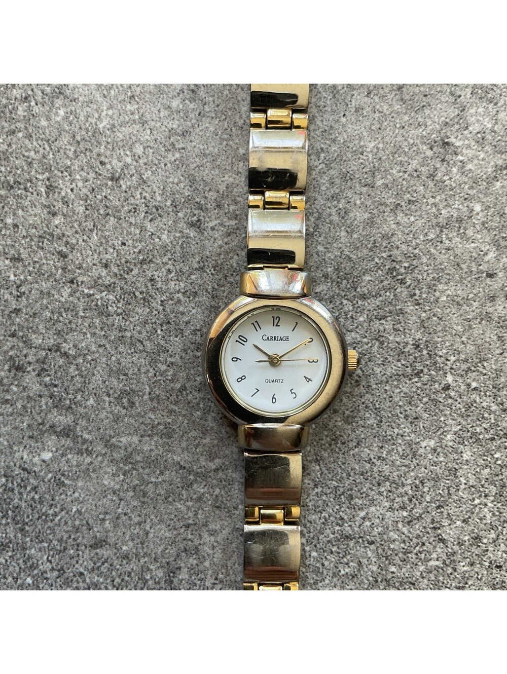Carriage by Timex Womens Watch Two Tone Case and Band W/White Dial Bin N